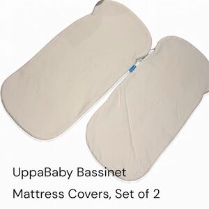 UppaBaby Bassinet Mattress Covers/Slips, VGUC, 2-Set, Cream, 12” x 27”, pre-2018